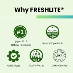 FRESHLITE made-in-japan GMP facility badge.