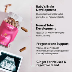 Freshly Moms prenatal tablets with water highlighting easy-to-absorb iron and folate.