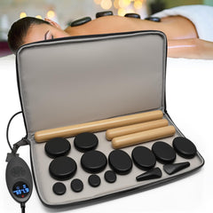 Freudeere 17-piece massage stones set with warmer kit for at-home spa relaxation
