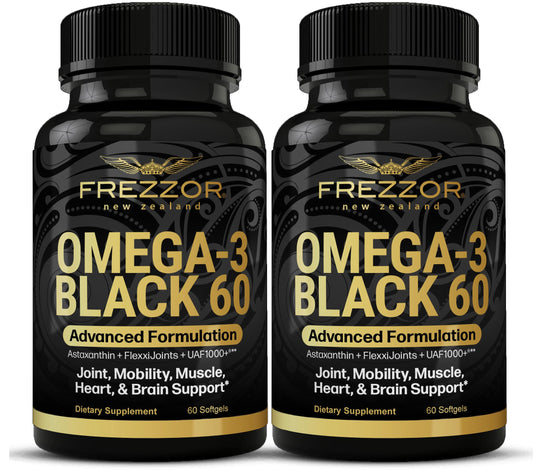Frezzor Omega-3 Black bottle for convenient daily joint support.