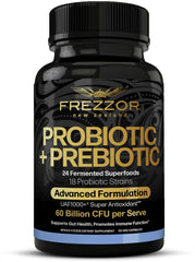 FREZZOR probiotic prebiotic capsules bottle ready for daily gut support