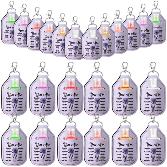 Frienda purple flower sanitizer bottle, pocket ready for on the go cleaning