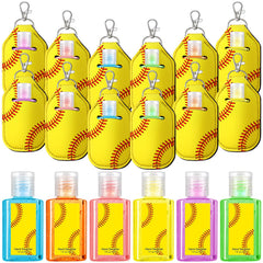Frienda softball pink mini sanitizer with keychain holder for on-the-go team hygiene.