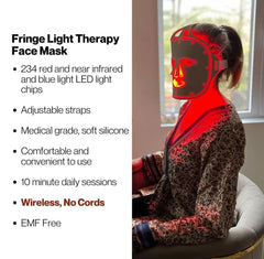 Fringe mask blue light mode for blemish-prone skin during a treatment.