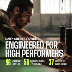 Frog Fuel Performance Greens label communicates probiotics and prebiotics relevance