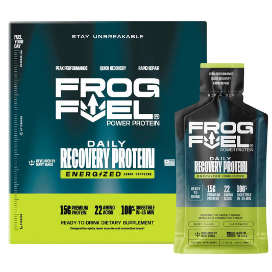Frog Fuel Berry on-the-go shot offers quick energy and protein.