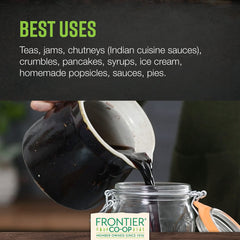 Frontier Co-op elderberries with measuring scoop for easy portions.