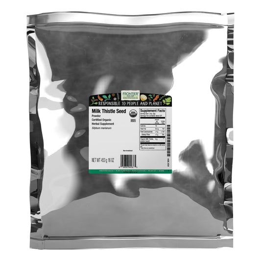 Frontier Co-op milk thistle seed powder in bulk bag; versatile for blends