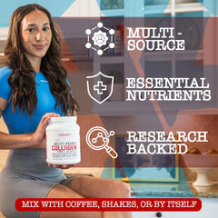 Frontline Formulations Multi-Source Collagen label highlights ingredients and brand quality.