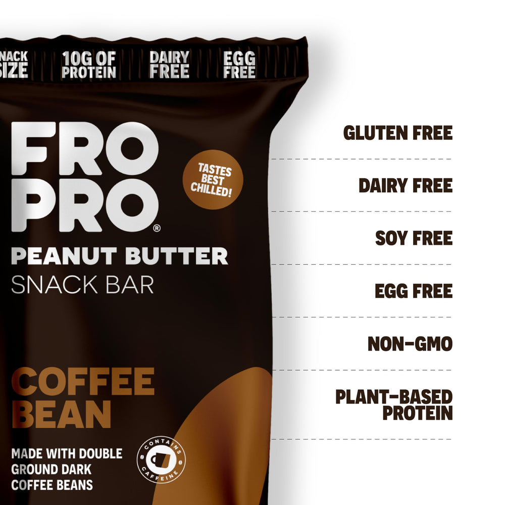 FRO PRO plant protein bar held in hand for on-the-go snacking.