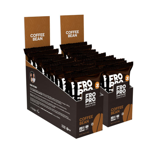FRO PRO coffee-flavored bar in packaging for quick protein between tasks.