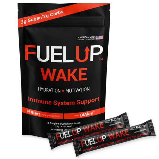 FU FUEL UP Wake orange sherbet stick pack ready to mix for a refreshing energy lift
