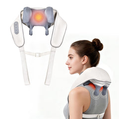 Fubangneer neck-shoulder massager worn for hands-free relief during work or travel.