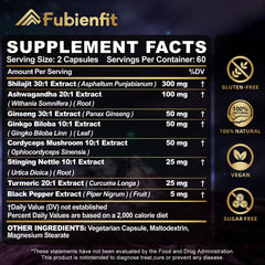Fubienfit Shilajit bottle back shows ingredients and serving details