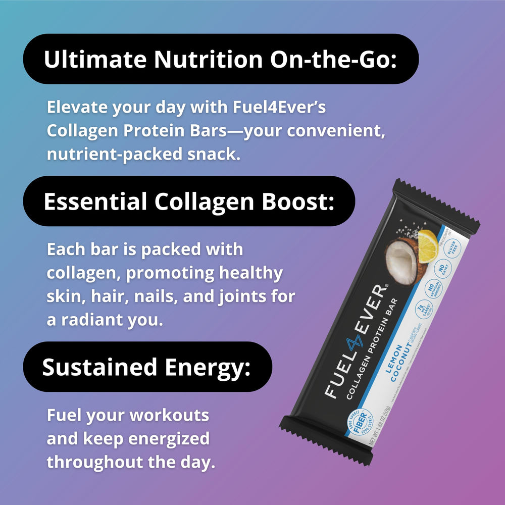 Fuel 4 Ever Peanut Butter Oatmeal collagen bar bite offers balanced macros for busy days.