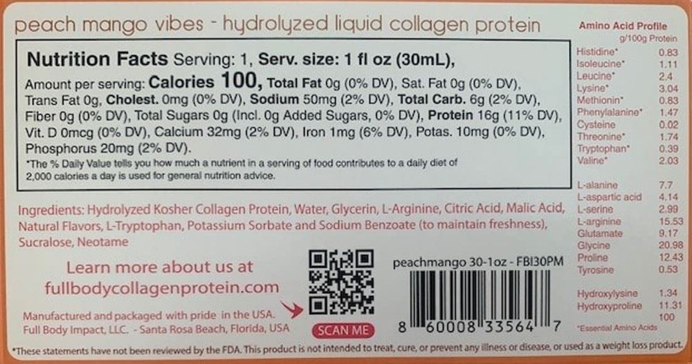 Full Body Impact Liquid Collagen box of 30 servings ready for monthly supply.
