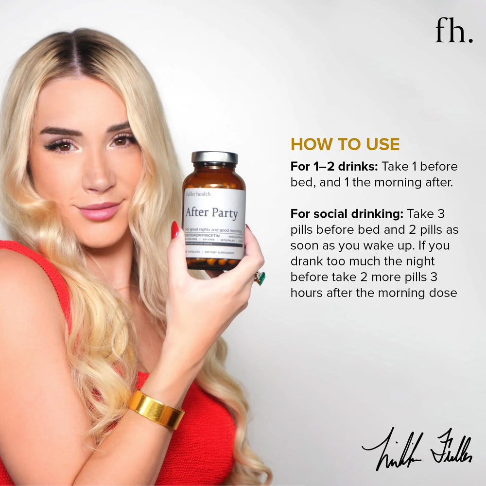 Fuller Health After Party packaging box communicates GMP tested quality.