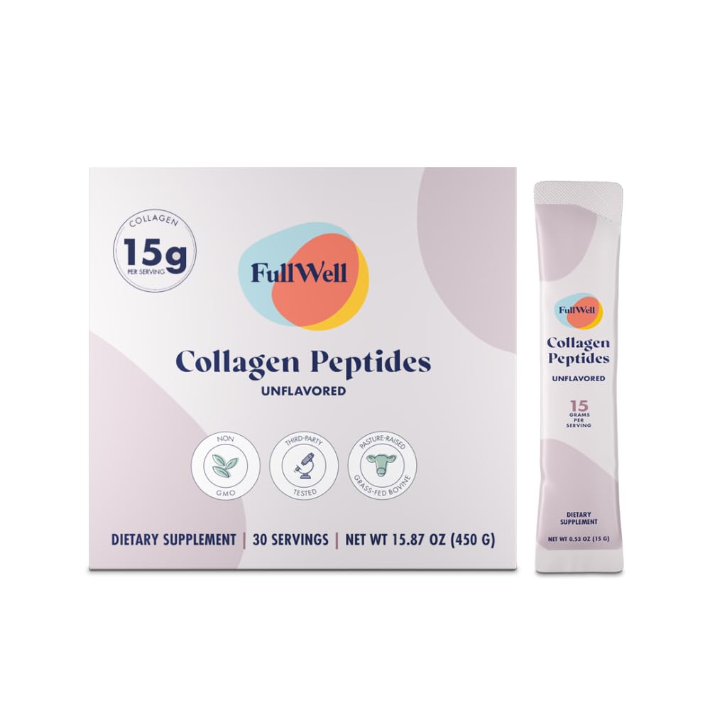 FullWell hydrolyzed collagen stick pack travel image showing on-the-go convenience.