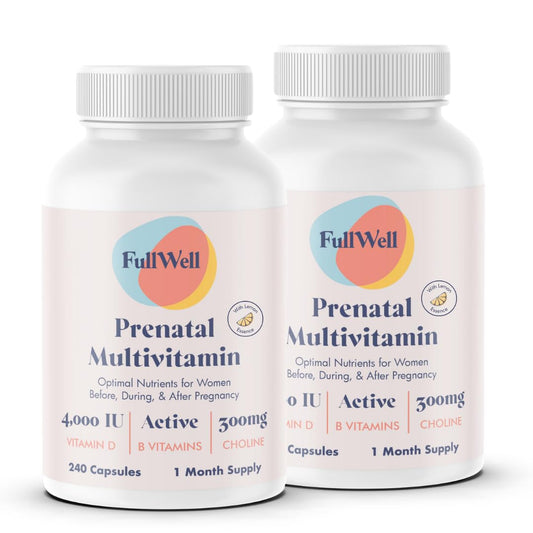FullWell Prenatal Lemon bottle shows fresh packaging for reliable daily use.