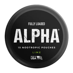 Fully Loaded Bullseye Alpha Lime label close-up featuring ALPHA GPC and L-Tyrosine.