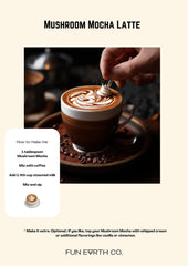 Fun Earth Mushroom Mocha label with ingredient list and uses at a glance