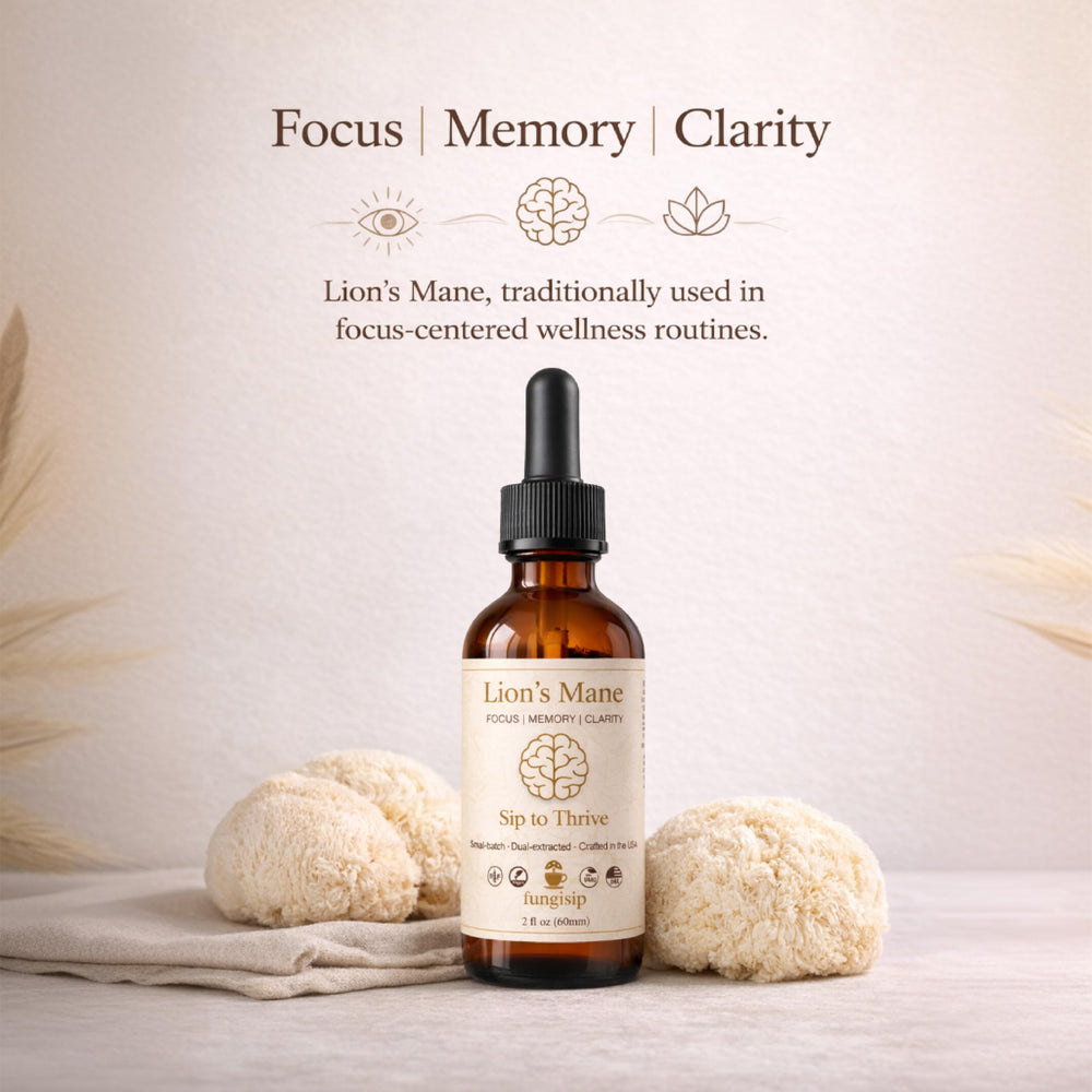 Pour the Lion’s Mane tincture into coffee or tea for focus.