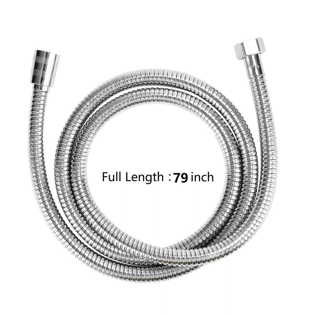 Funny Steel 79-inch hose delivers flexible reach for comfortable positioning.