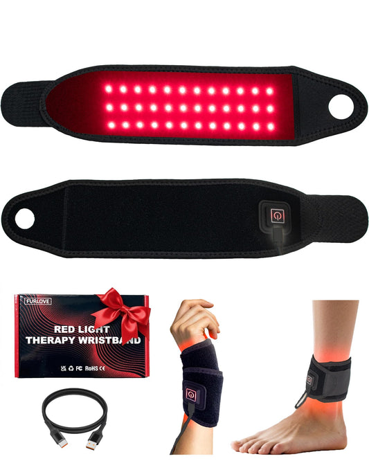 Furlove red light therapy belt on wrist delivers targeted relief with gentle warmth.
