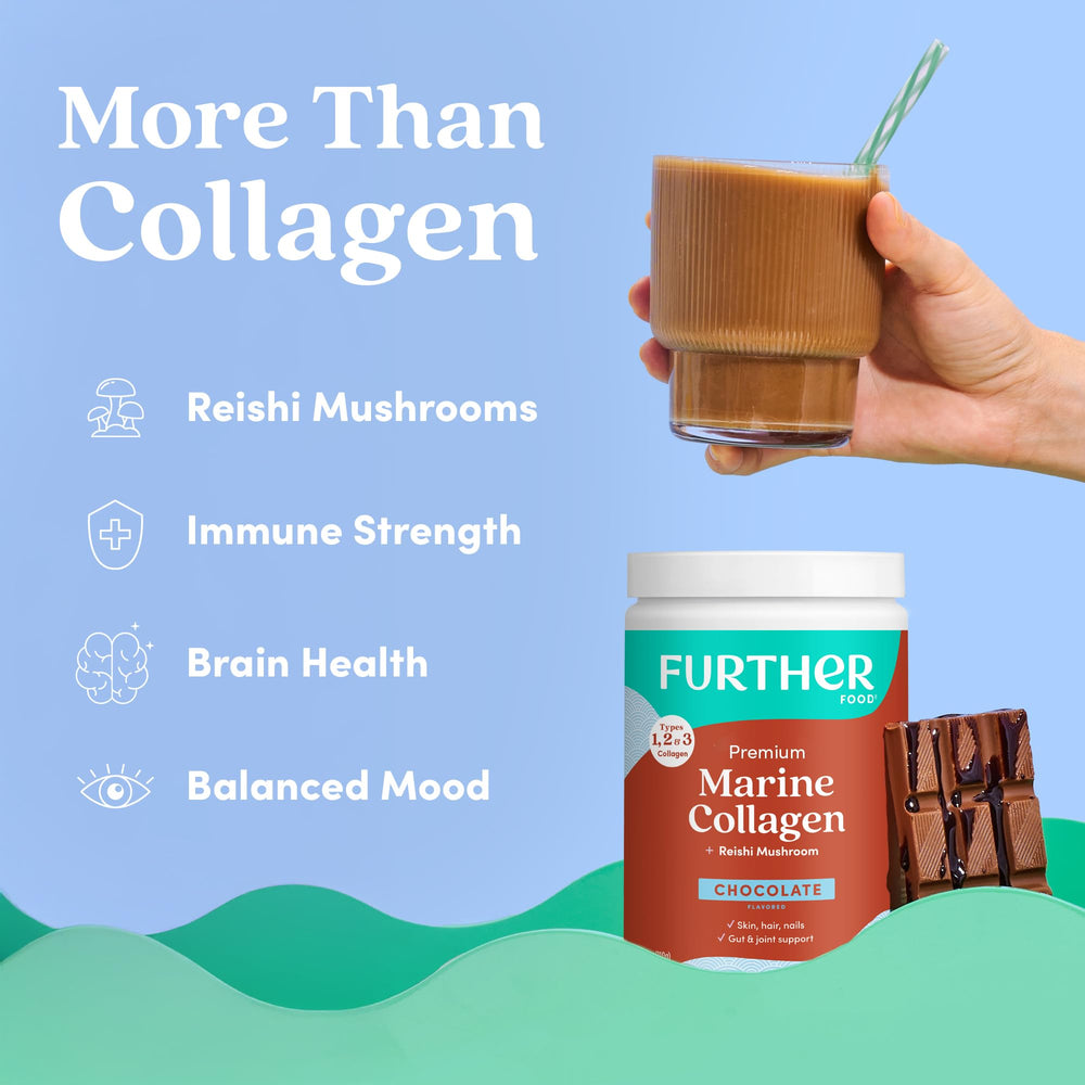 Further Food Chocolate flavored collagen dissolving in beverage for easy use