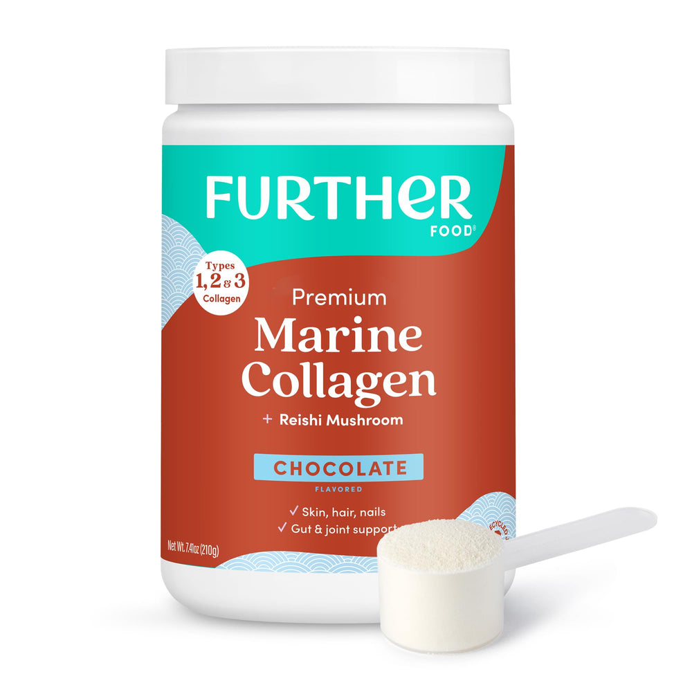 Further Food Chocolate Marine Collagen powder jar for daily beauty support