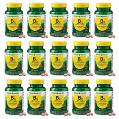 Fusion Shop Store B12 sublingual cherry bottle front showing 200 lozenges for daily energy support.