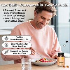 Future Kind citrus softgels close-up emphasizing easy, small capsules.