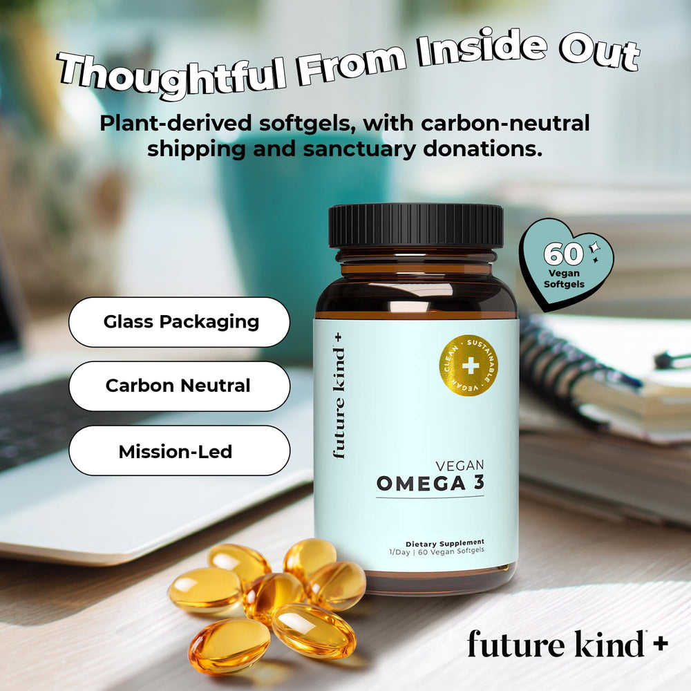 Future Kind Omega-3 daily-use routine for desk, gym, and commute.