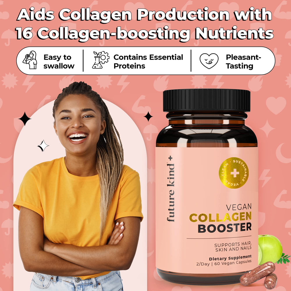 Future Kind Vegan Collagen bottle with brand logo invites daily wellness.