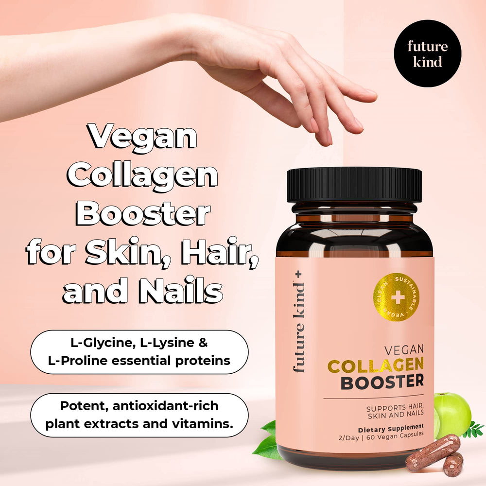 Future Kind Vegan Collagen capsules ready for daily dose and routine.