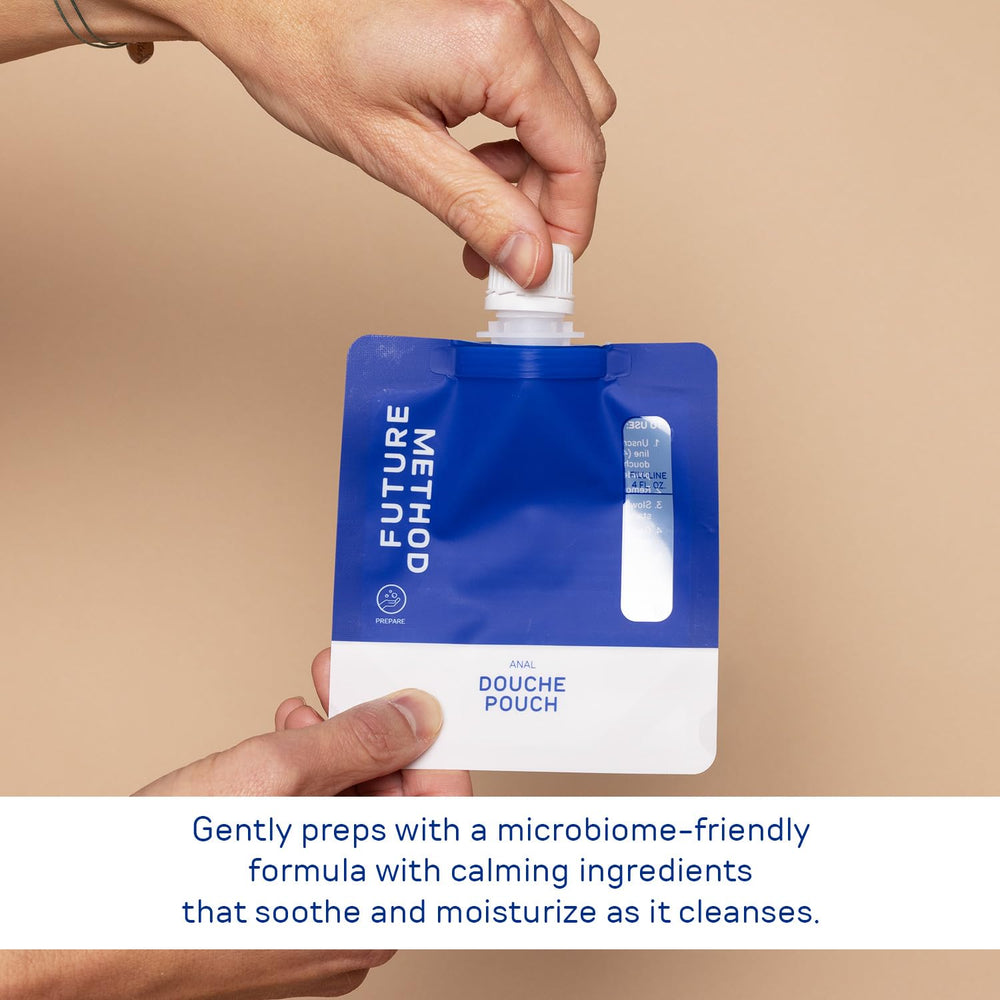 FUTURE METHOD Anal Douche Kit solution bottle with isotonic formula for gentle cleansing.