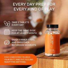Future Method fiber dosage card illustrating two-tablet daily serving.