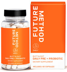 Future Method synbiotic bottle front showing balanced gut support for daily wellness