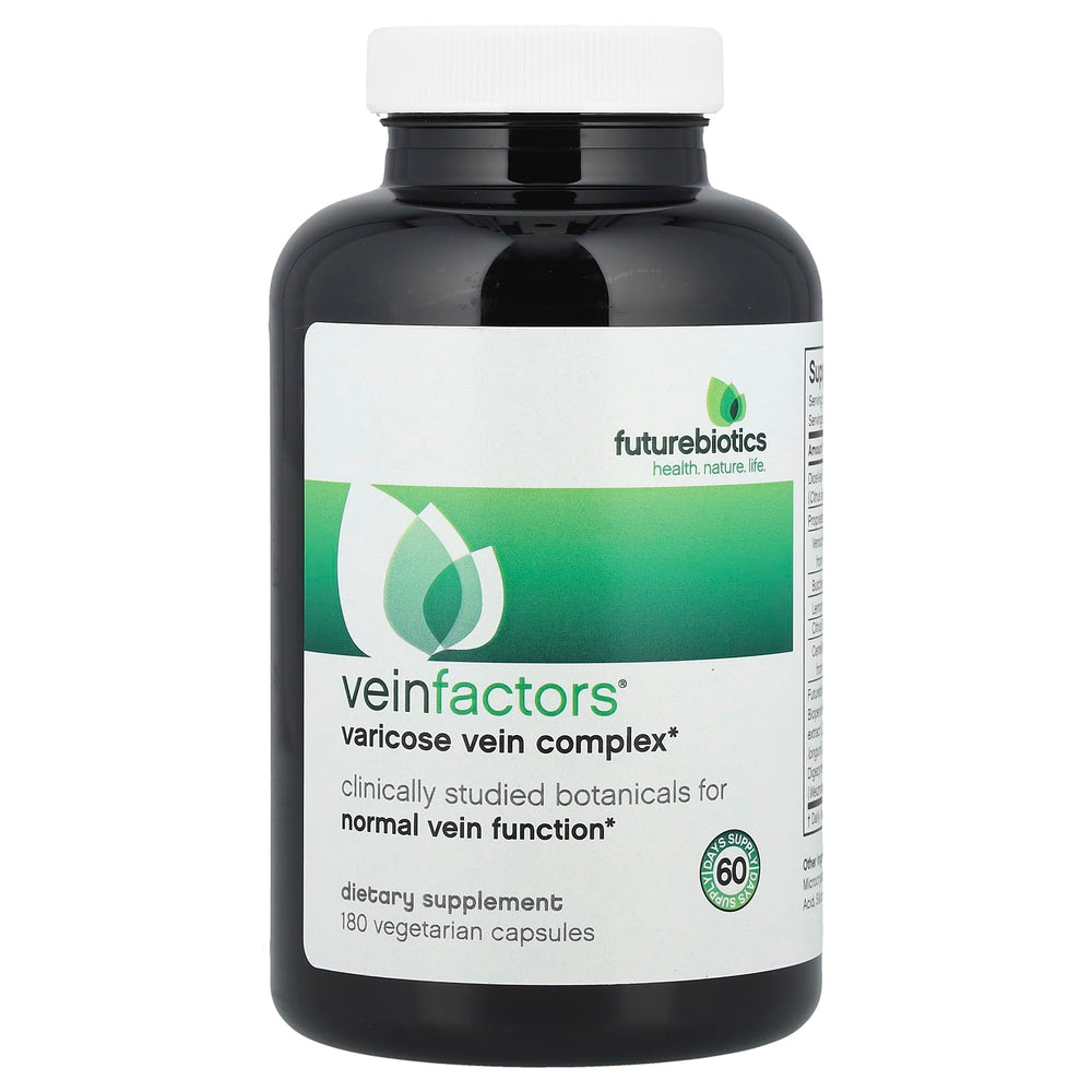 Futurebiotics VeinFactors bottle, convenient daily supplement for nutrient absorption support.