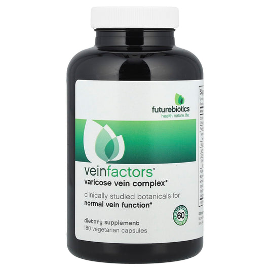 Futurebiotics VeinFactors bottle, convenient daily supplement for nutrient absorption support.