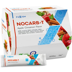 FuXion NoCarb-T Cinnamon Detox Tea packaging shows convenient sachets for easy daily use.