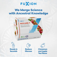 FuXion NoCarb-T detox tea sachets on a counter suggest quick brew.