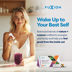 FuXion Vita Xtra T+ ingredient highlights include guayusa, green tea, and maca.