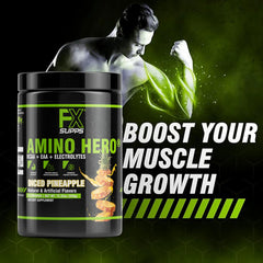 Amino Hero pineapple shake being prepared for quick recovery
