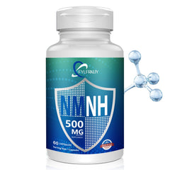 FYLFRKUY NMNH bottle label highlights 60 count and 500 mg per serving