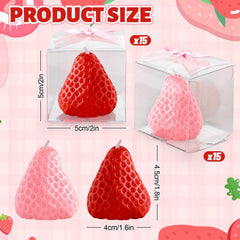 FYSUIMU strawberry candles with pink mini bows for easy DIY gift packaging.
