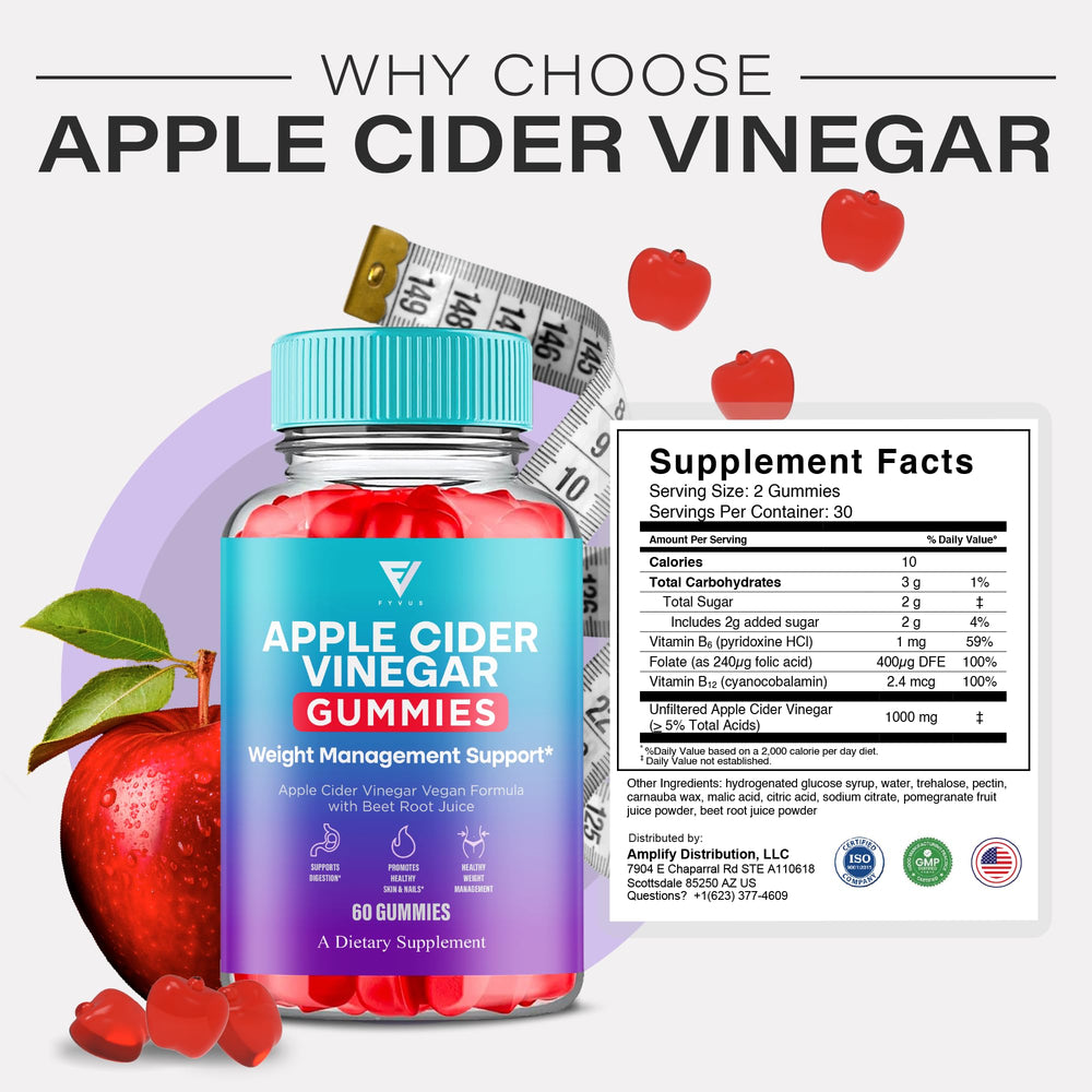 Fyvus ACV Gummies pouring from bottle for convenient daily use.