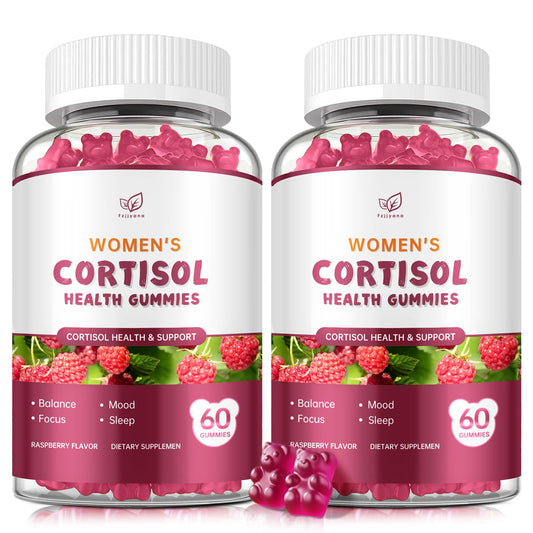 Fzjjyana Cortisol Gummies raspberry bottle for daily stress support.