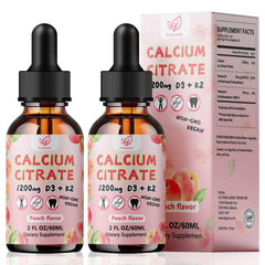 Fzjjyana liquid calcium citrate 1200 mg peach bottle for daily bone support.