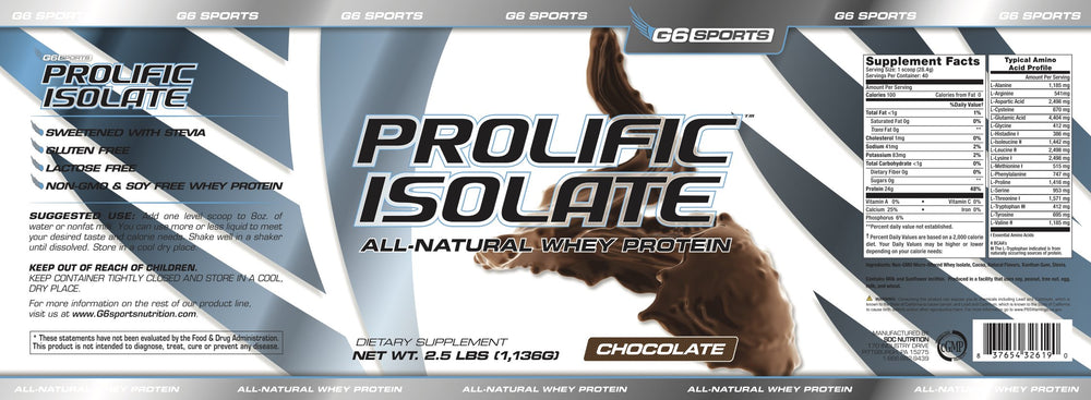 G6 Sports Prolific Isolate Chocolate Peanut Butter scoop.